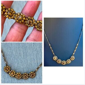 LIZ PALACIOS Amber Flower Crystal Necklace